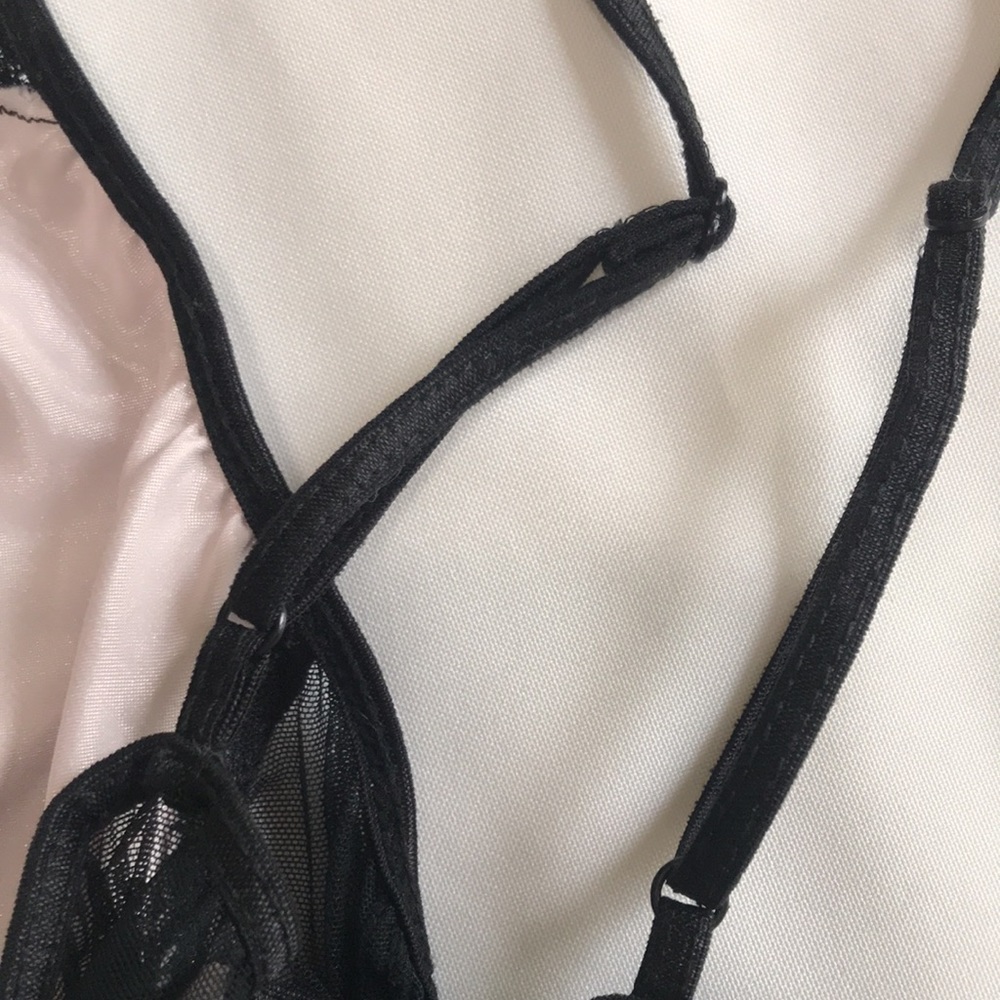 90"s Vintage Victoria’s Secret Collection Pink/Black Lace Mesh Babydoll Chemise - Picture 16 of 16